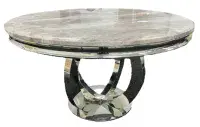 Carleti Chrome Base Round Marble Dining Table 130cm