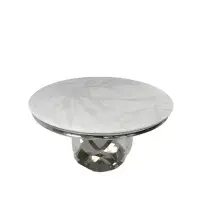 Carleti Chrome Base Round Marble Dining Table 130cm