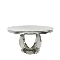 Carleti Chrome Base Round Marble Dining Table 130cm
