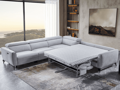 Catona Modular Corner Electric Recliner + Sofa Bed - Grey