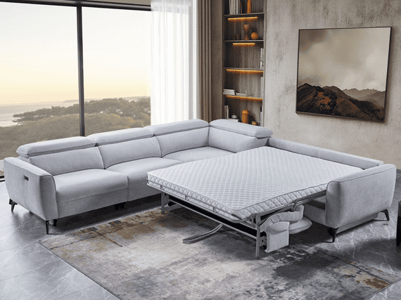 Catona Modular Corner Electric Recliner + Sofa Bed - Grey