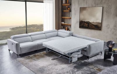 Catona Modular Corner Electric Recliner + Sofa Bed - Grey