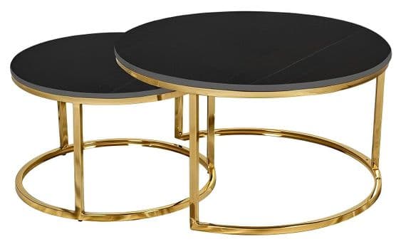 Circo Black Gold Circular Coffee Table Nest