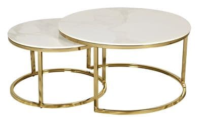Circo White Gold Circular Coffee Table Nest