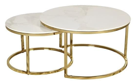 Circo White Gold Circular Coffee Table Nest