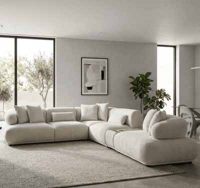 Giovanna Corner Sofa Modular & Smart Speaker System - Boucle Oatmeal