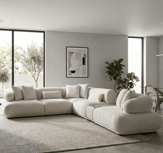 Giovanna Corner Sofa Modular & Smart Speaker System - Boucle Oatmeal