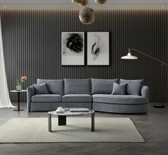 Lazio Corner Chaise in Charcoal Boucle