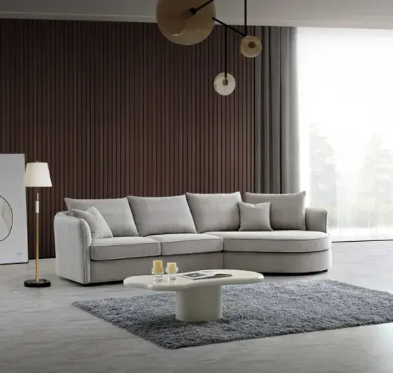 Lazio Corner Chaise in Pebble Boucle