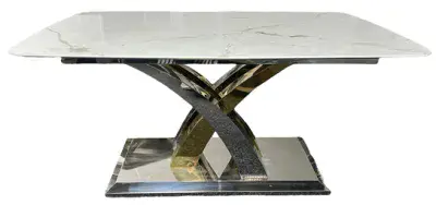 Livorno Marble Grey Gold / Cream Gold Dining Table 150cm / 180cm