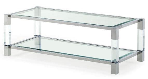 Mayfair Clear Glass Stainless Steel Coffee Table