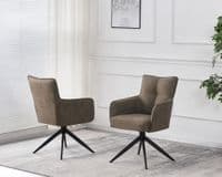 Mondina - Pre Order Now - Vintage Taupe Suede Auto Swivel Return Dining Chair
