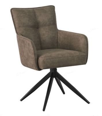 Mondina - Pre Order Now - Vintage Taupe Suede Auto Swivel Return Dining Chair
