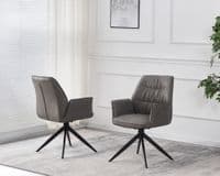 Palmori - Storm Grey Vegan Leather Auto Swivel Return Dining Chair
