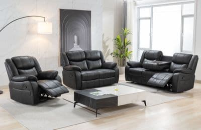 Paris Manual Recliner Sofa - Black