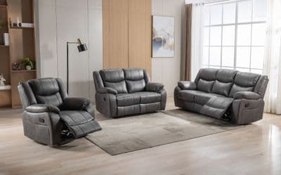 Paris Manual Recliner Sofa - Grey
