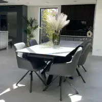 Phoenix White 160-200-240 - Ceramic Marble Extending Dining Table (Display)