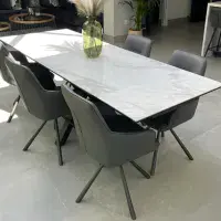 Phoenix White 160-200-240 - Ceramic Marble Extending Dining Table (Display)