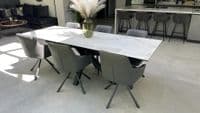 Phoenix White 160-200-240 - Ceramic Marble Extending Dining Table (Display)