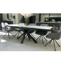 Phoenix White 160-200-240 - Ceramic Marble Extending Dining Table (Display)