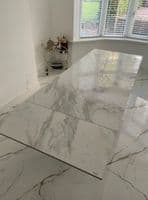 Phoenix White 160-200-240 - Ceramic Marble Extending Dining Table (Display)