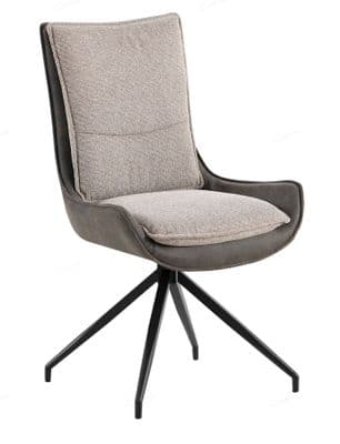 Plush - 4 x Light & Dark Beige Fabric Auto Swivel Return Dining Chair (Display)