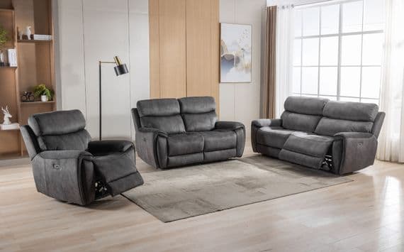 Seville Suede Electric Recliner Sofa - Graphite