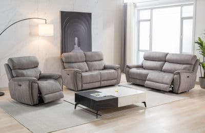 Seville Suede Electric Recliner Sofa - Silver