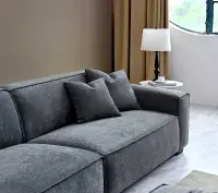 Sorrento 4 Seater Sofa Chaise in Charcoal Boucle