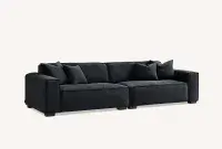 Sorrento 4 Seater Sofa Chaise in Midnight Boucle