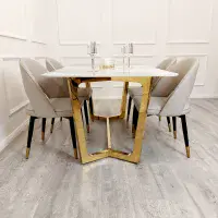Tavola Gold Dining Table with Pandora Gold Sintered Stone Top