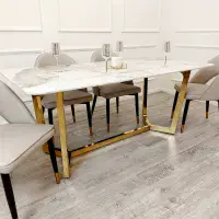 Tavola Gold Dining Table with Pandora Gold Sintered Stone Top