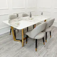 Tavola Gold Dining Table with Pandora Gold Sintered Stone Top