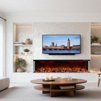 Valenti 3D UHD Slimline Panoramic Full Glass 1-2-3-Sided Electric WIFI Fire