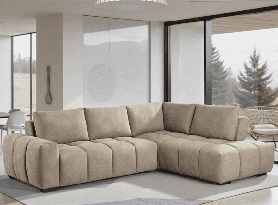 Venosa Corner Chaise Adjustable Back Sofa - Taupe - Display