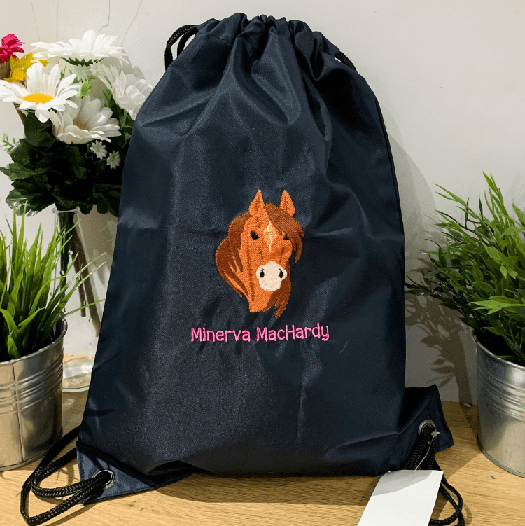 Personalised Horse Drawstring Tote Bag