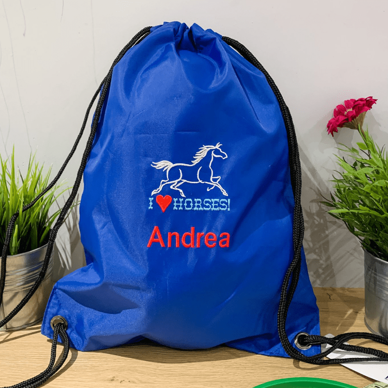 Personalised drawstring pe bag hotsell