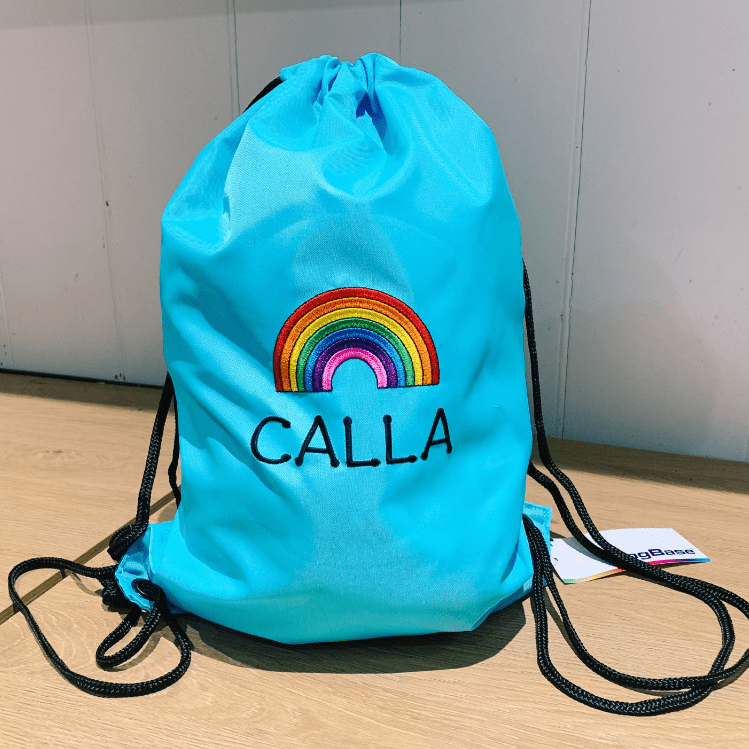Personalised Rainbow Drawstring PE Bag