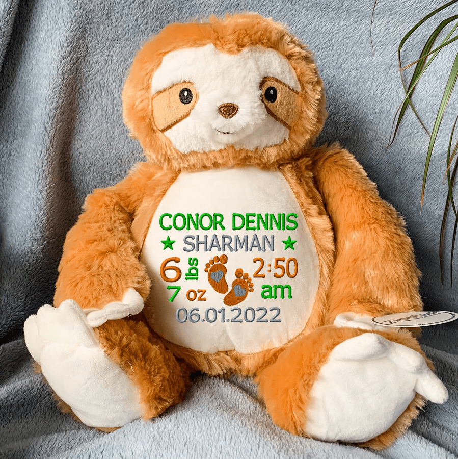 Personalised sloth teddy deals