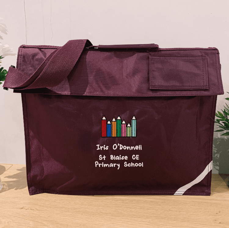 Personalised School Book Bag Coloured Pencils