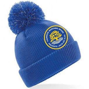 royal blue beanie with pom