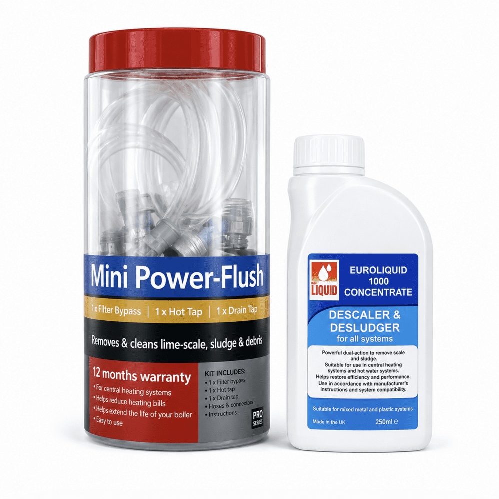 AQ.205 Mini Powerflush Cleans De-Scales Heat Exchangers Hot Taps Water Heaters (Complete Kit)