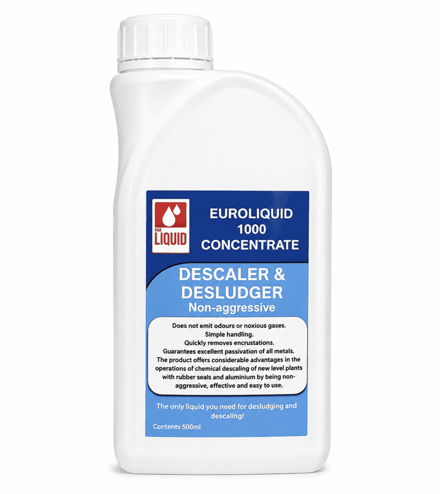 EL.1000S All in One Boiler Radiator Plate Heat Exchanger Cleaner DeSludge DeScaler 500ml