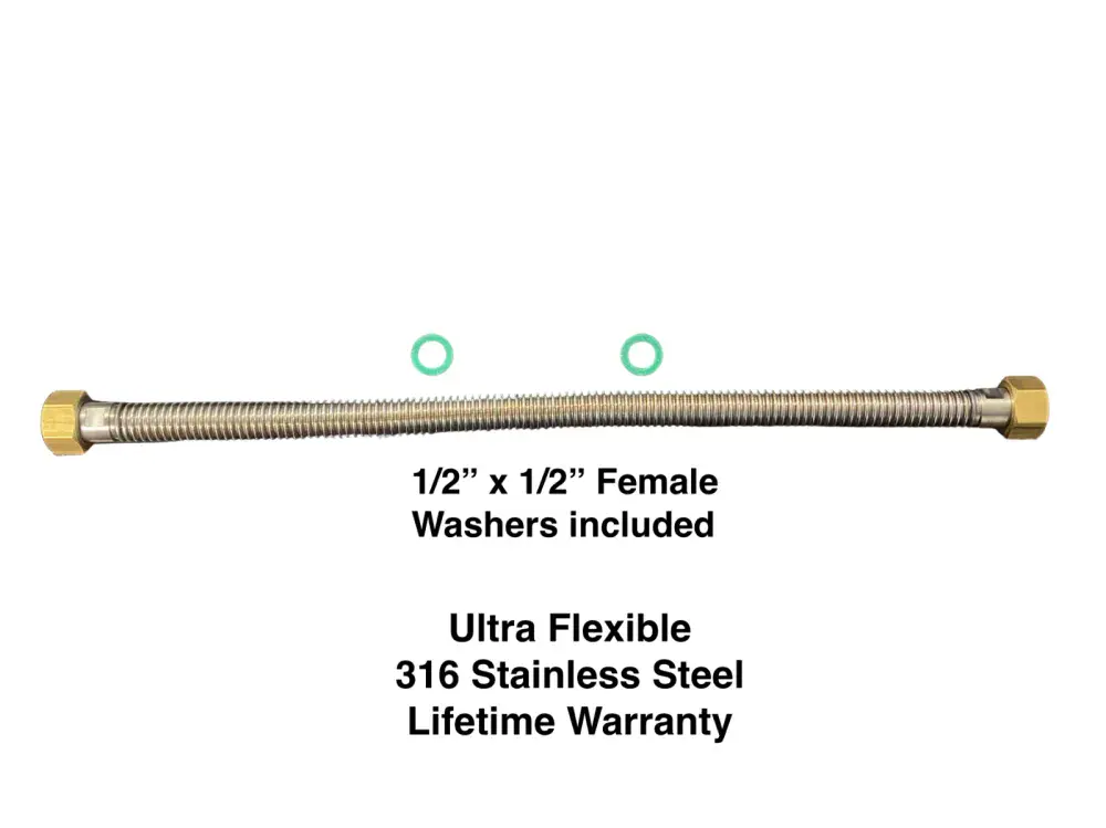 FP.400 1/2" Female 316 Stainless Steel Pipe Ultra Flexible Heavy Duty 40cm (400mm)