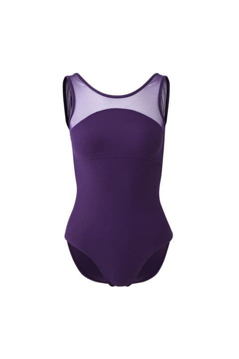 Ava Leotard Round Neck Mesh Detail