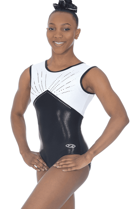 Shadow Monochrome Crystal Sleeveless Leotard