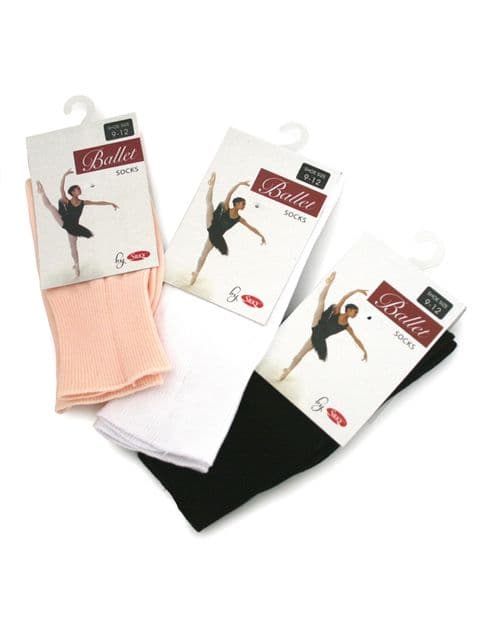 Silky Ballet socks Pink, White & Black