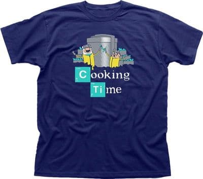 Adventure Cooking Time Finn Jake Breaking Bad Walter navy printed t-shirt 09847