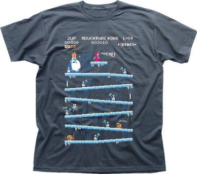 Adventure Time Donkey Kong Arcade game 80s retro charcoal printed t-shirt FN9853