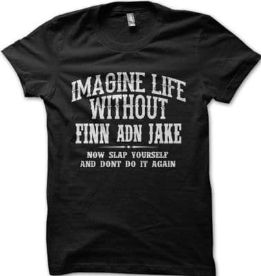 Adventure Time FINN and JAKE cartoon network black cotton printed t-shirt 9938